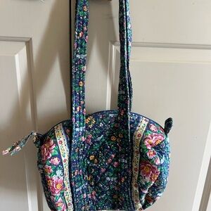 Vera Bradley Blue and Pink Quilted Shoulder Bag blue bird pattern(retired)